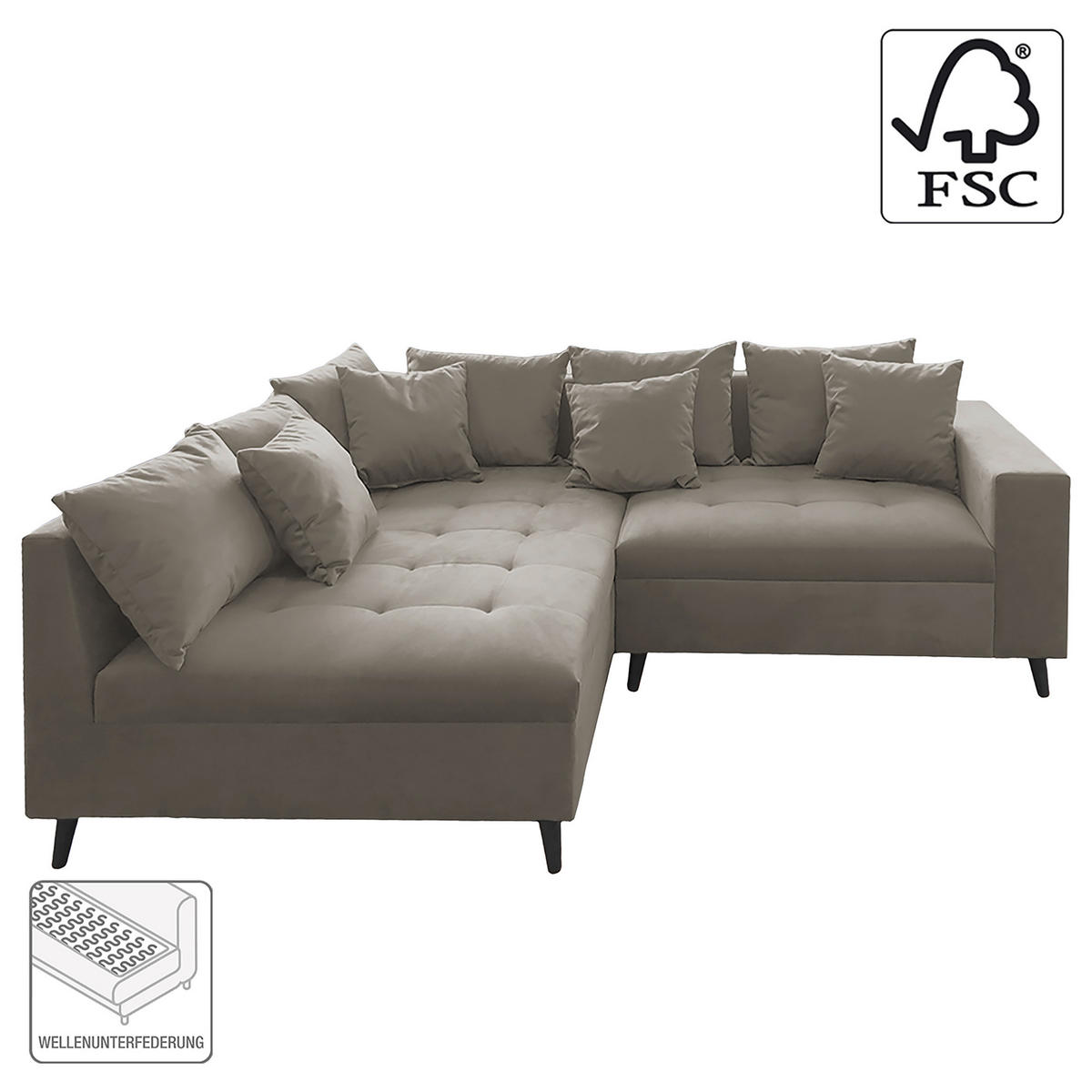 KUTNA GARNITURA tekstil  siva   - siva/crna, Design, tekstil/drvo (174/247cm) - MID.YOU