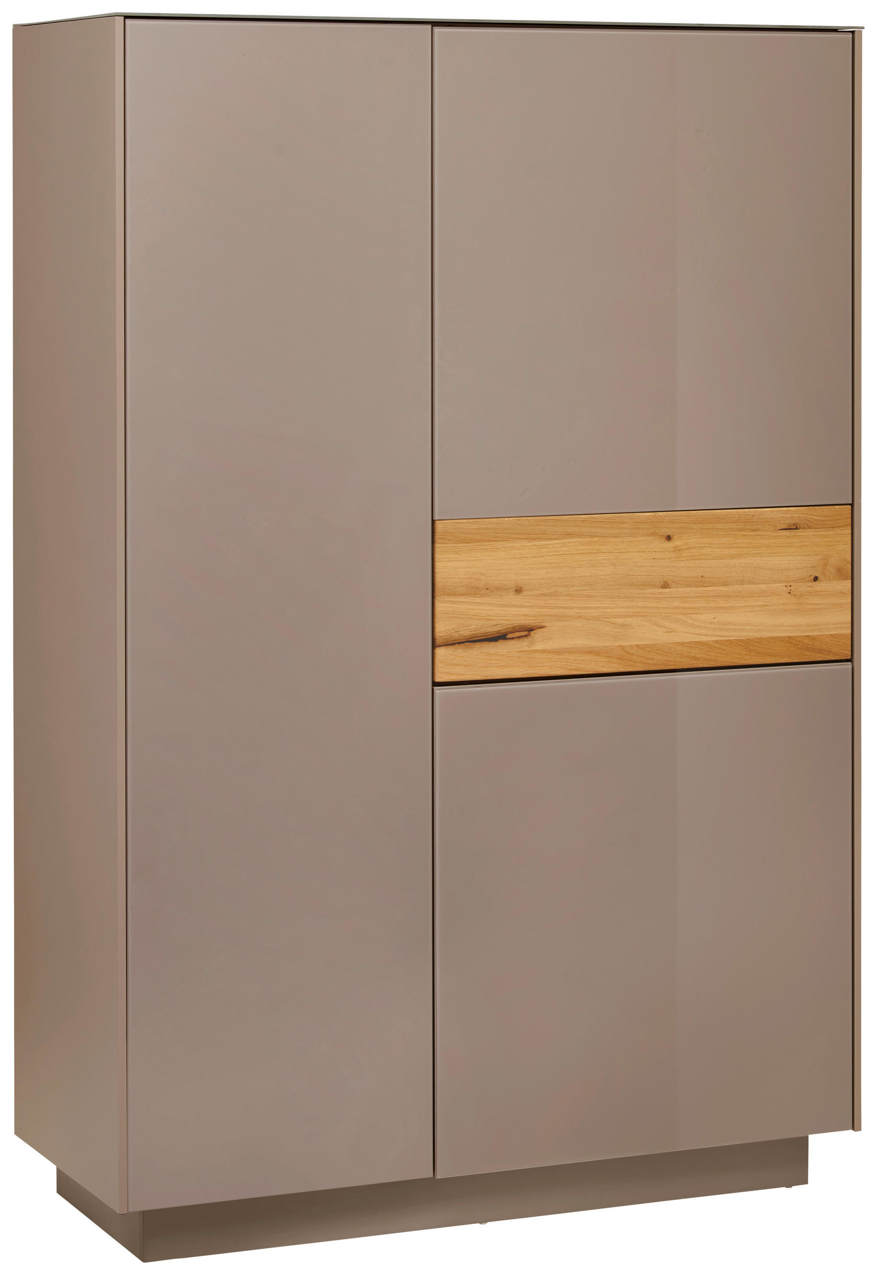 HIGHBOARD  in 101/150/42 cm  - Taupe/Eichefarben, Design, Glas/Holz (101/150/42cm) - Novel