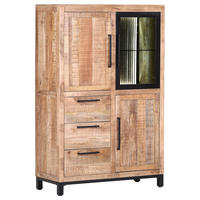 HIGHBOARD  in 95/145/43 cm  - Schwarz/Naturfarben, MODERN, Glas/Holz (95/145/43cm) - Livetastic