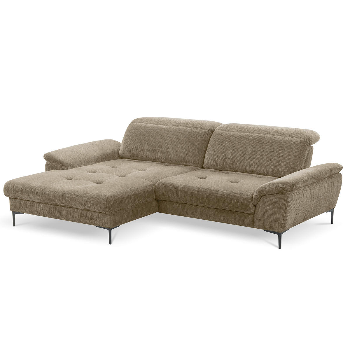 ECKSOFA  Webstoff Taupe  - Taupe/Schwarz, Design, Textil/Metall (195/268cm) - Livetastic