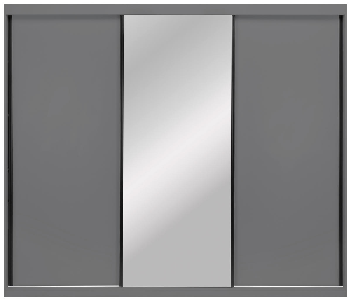 SCHIEBETÜRENSCHRANK 250/215/59,5 cm 3-türig Graphitfarben  - Graphitfarben/Schwarz, MODERN, Holzwerkstoff/Metall (250/215/59,5cm) - MID.YOU