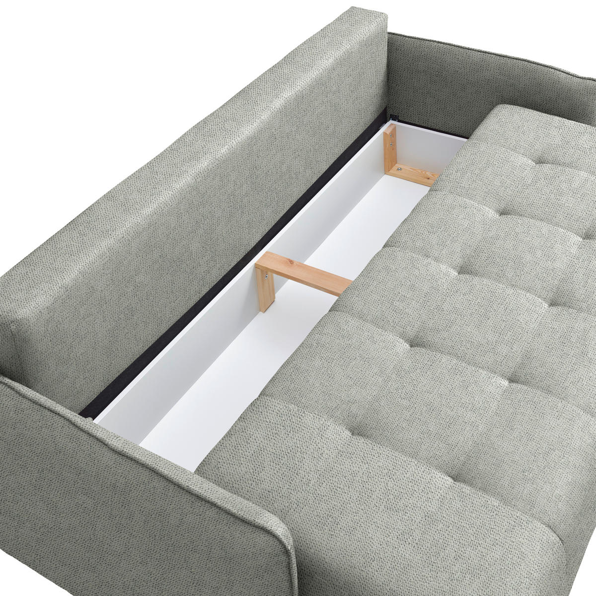 SCHLAFSOFA  in Chenille Grau  - Buchefarben/Grau, Design, Holz/Textil (217/97/101cm) - Carryhome