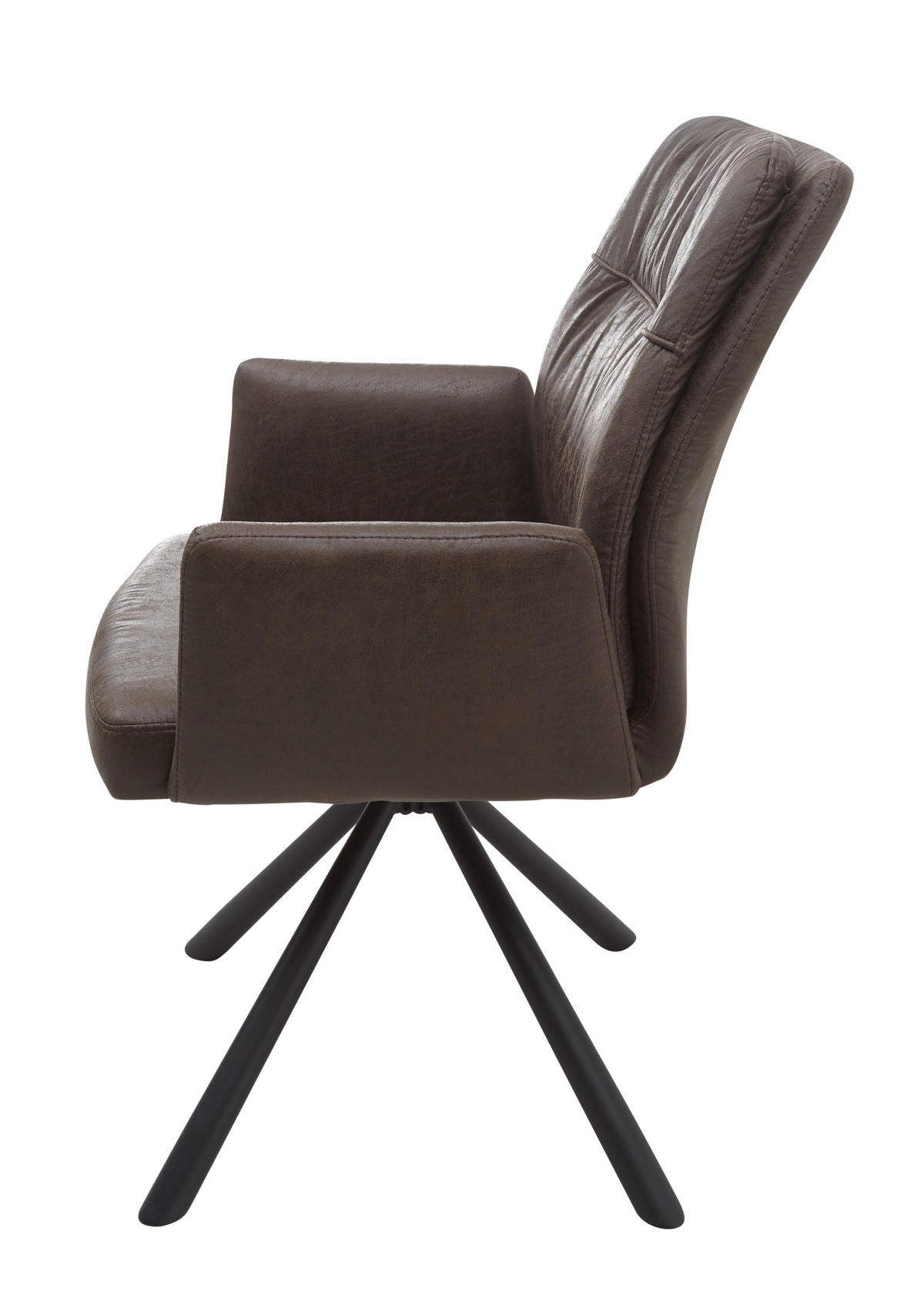 ARMLEHNSTUHL  in Eisen Mikrofaser  - Schwarz/Braun, KONVENTIONELL, Textil/Metall (57/91/62cm) - Livetastic