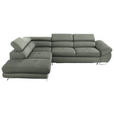 ECKSOFA in Webstoff Grau, Grün  - Grau/Grün, Design, Textil/Metall (235/280cm) - Hom`in