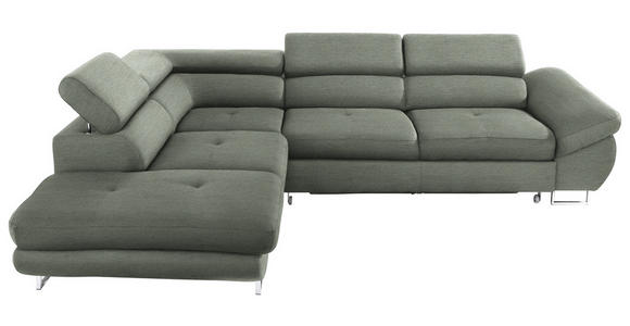 ECKSOFA in Webstoff Grau, Grün  - Grau/Grün, Design, Textil/Metall (235/280cm) - Hom`in