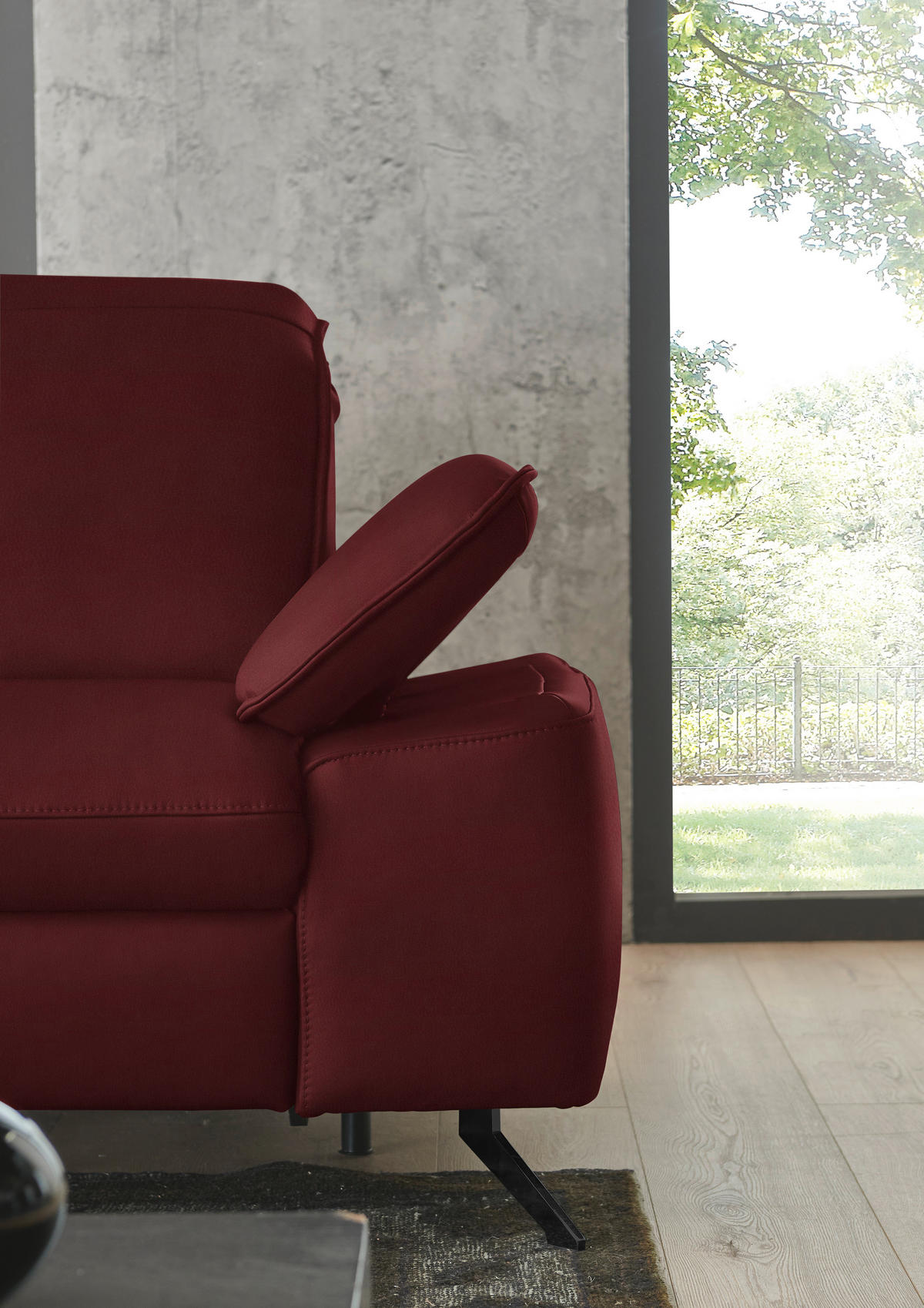 ECKSOFA  Echtleder Rot  - Rot/Schwarz, Design, Leder/Metall (169/307cm) - Beldomo Premium