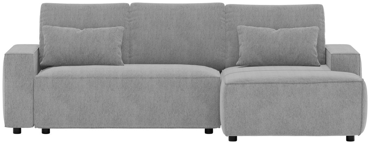 ECKSCHLAFSOFA in Chenille Silberfarben  - Silberfarben/Schwarz, MODERN, Kunststoff/Textil (247/154cm) - Livetastic