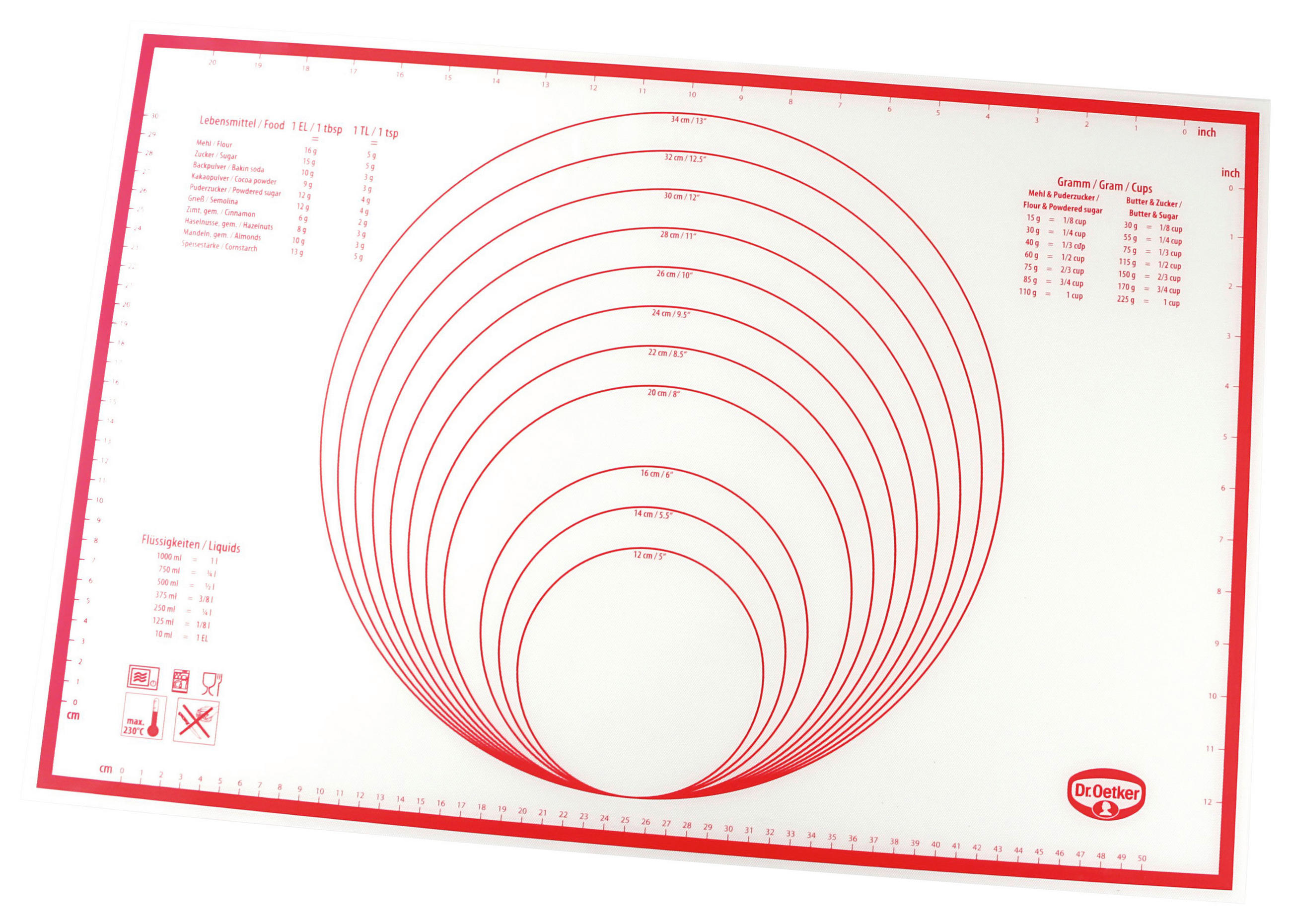 SZILIKONOS NYÚJTÓLAP - piros/fehér, Basics, műanyag (60/40cm) - Dr.Oetker