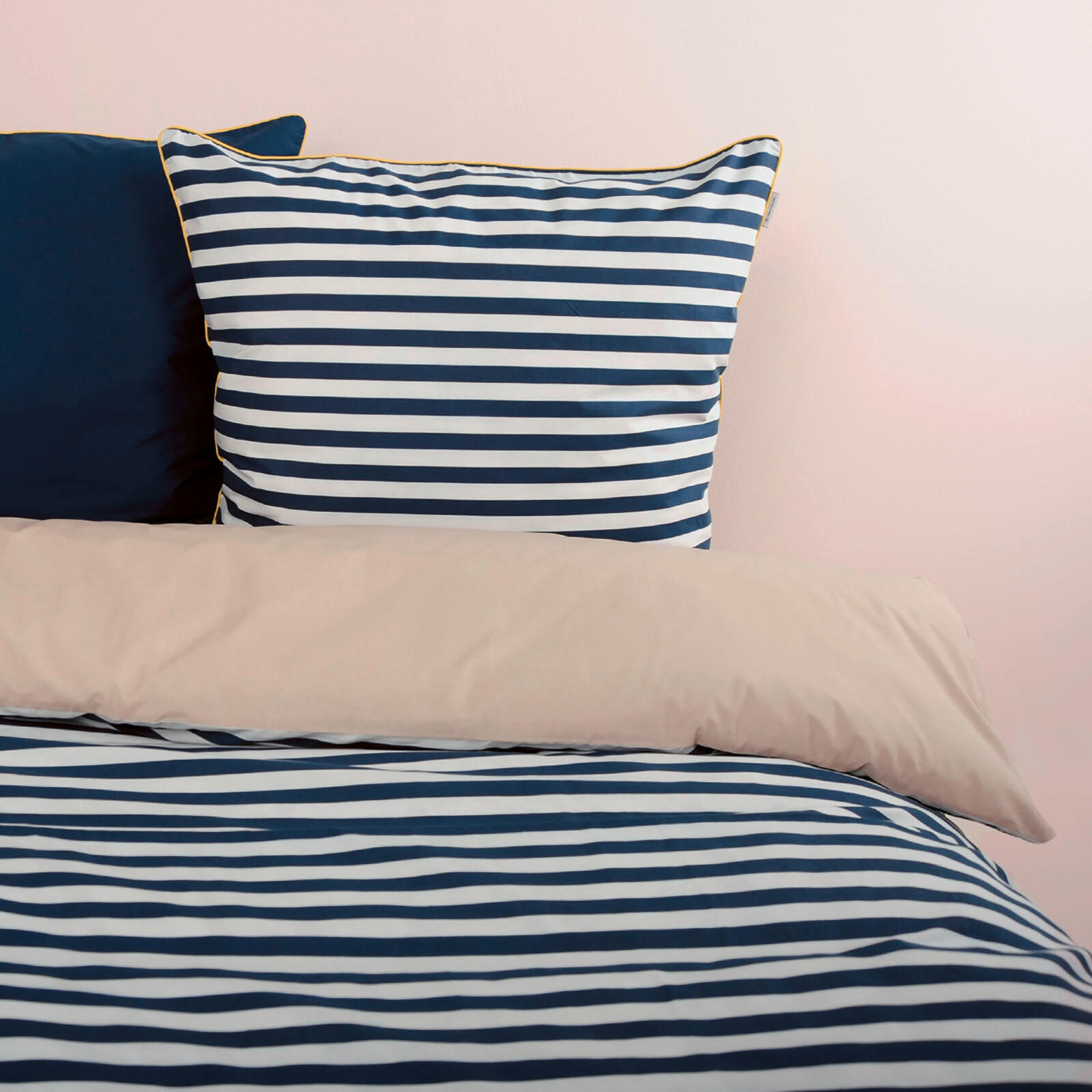 WENDEBETTWÄSCHE Perkal 135/200 cm - Sandfarben/Dunkelblau, Basics, Textil (135/200cm) - Tom Tailor