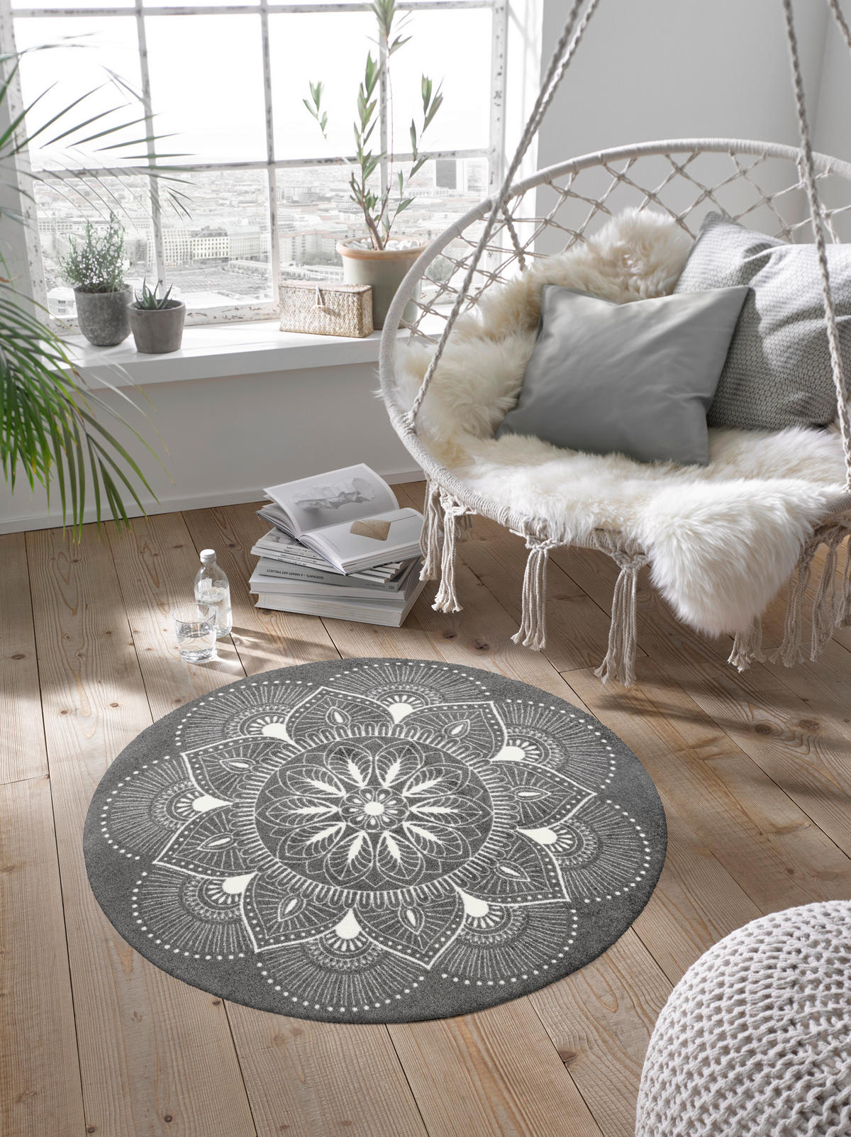 TEPPICH 90/90 cm Stardream Grau  - Grau, KONVENTIONELL, Kunststoff/Textil (90/90cm) - wash+dry