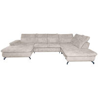 WOHNLANDSCHAFT in Struktur Creme  - Creme/Schwarz, KONVENTIONELL, Textil/Metall (188/357/253cm) - Carryhome