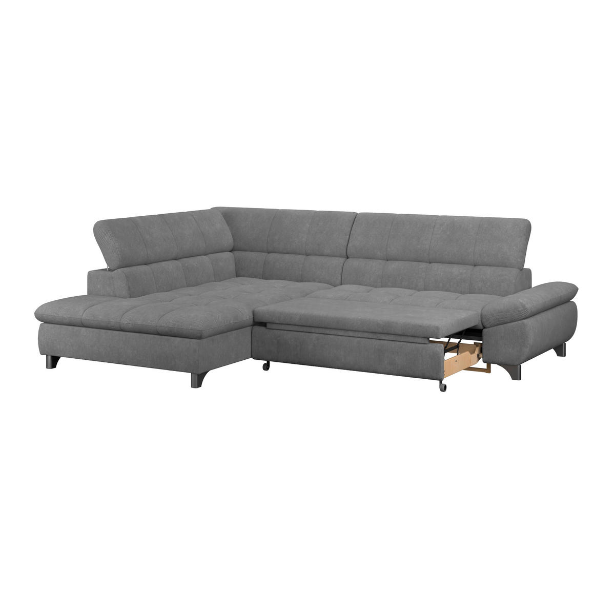 ECKSOFA Anthrazit Chenille  - Chromfarben/Anthrazit, KONVENTIONELL, Textil/Metall (234/312cm) - Liebherr