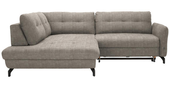 ECKSOFA in Flachgewebe, Leinenoptik Hellbraun  - Hellbraun/Schwarz, Design, Textil/Metall (208/247cm) - Xora