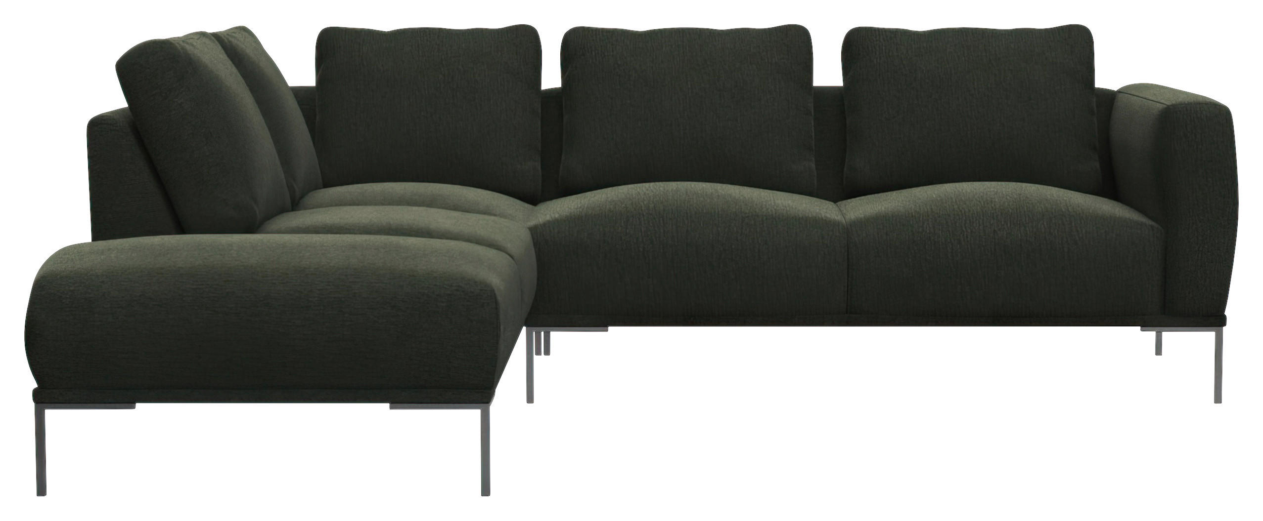 ECKSOFA Waldgrün Webstoff, Flachgewebe  - Waldgrün/Schwarz, Design, Textil/Metall (206/252cm) - Livetastic