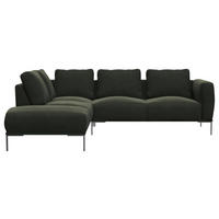 ECKSOFA Waldgrün Webstoff, Flachgewebe  - Waldgrün/Schwarz, Design, Textil/Metall (206/252cm) - Livetastic