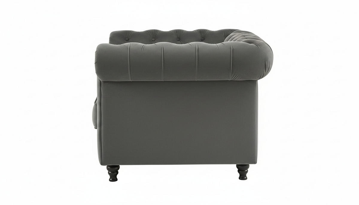 CHESTERFIELD-SESSEL - Schwarz/Grau, Basics, Holz/Textil (102/73/87cm) - Xora