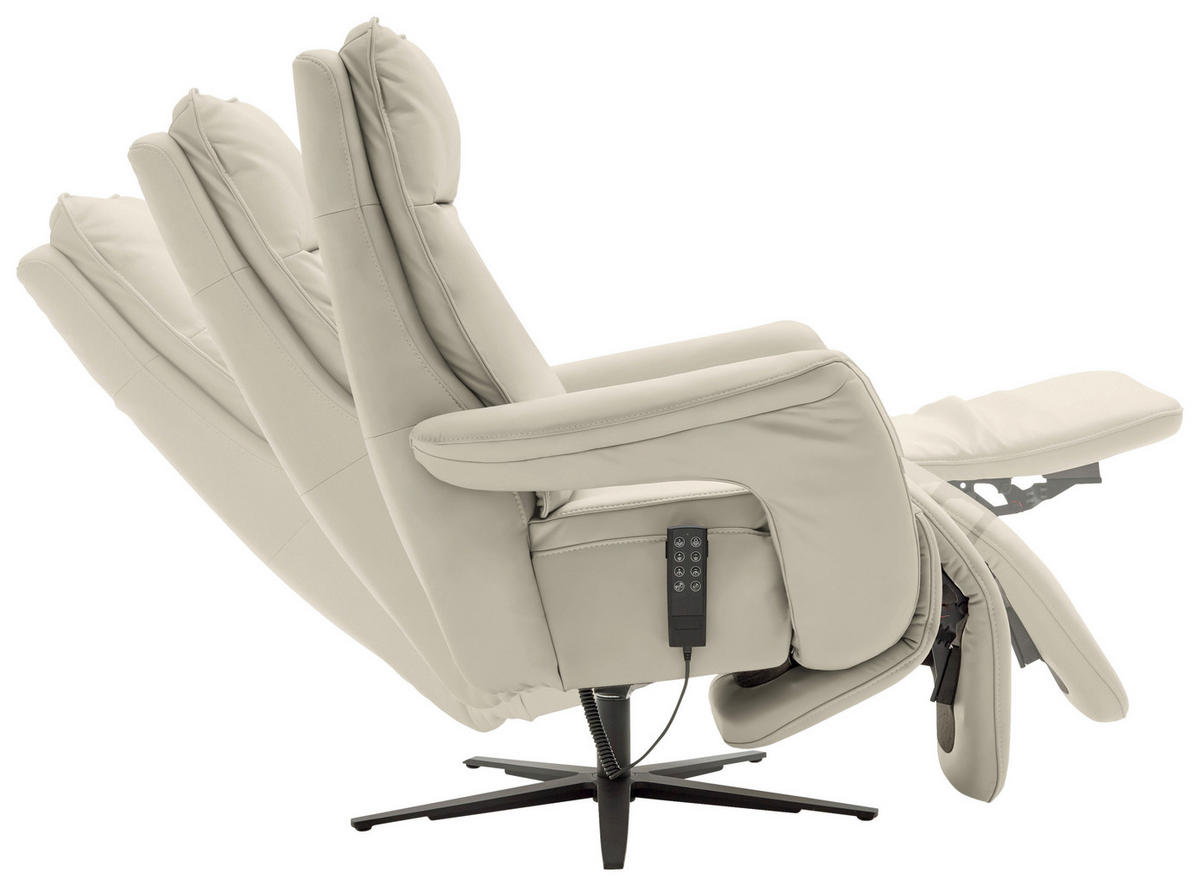 RELAXSESSEL in Leder Ecru  - Ecru/Schwarz, Design, Leder/Metall (83/116/87cm) - Valdera