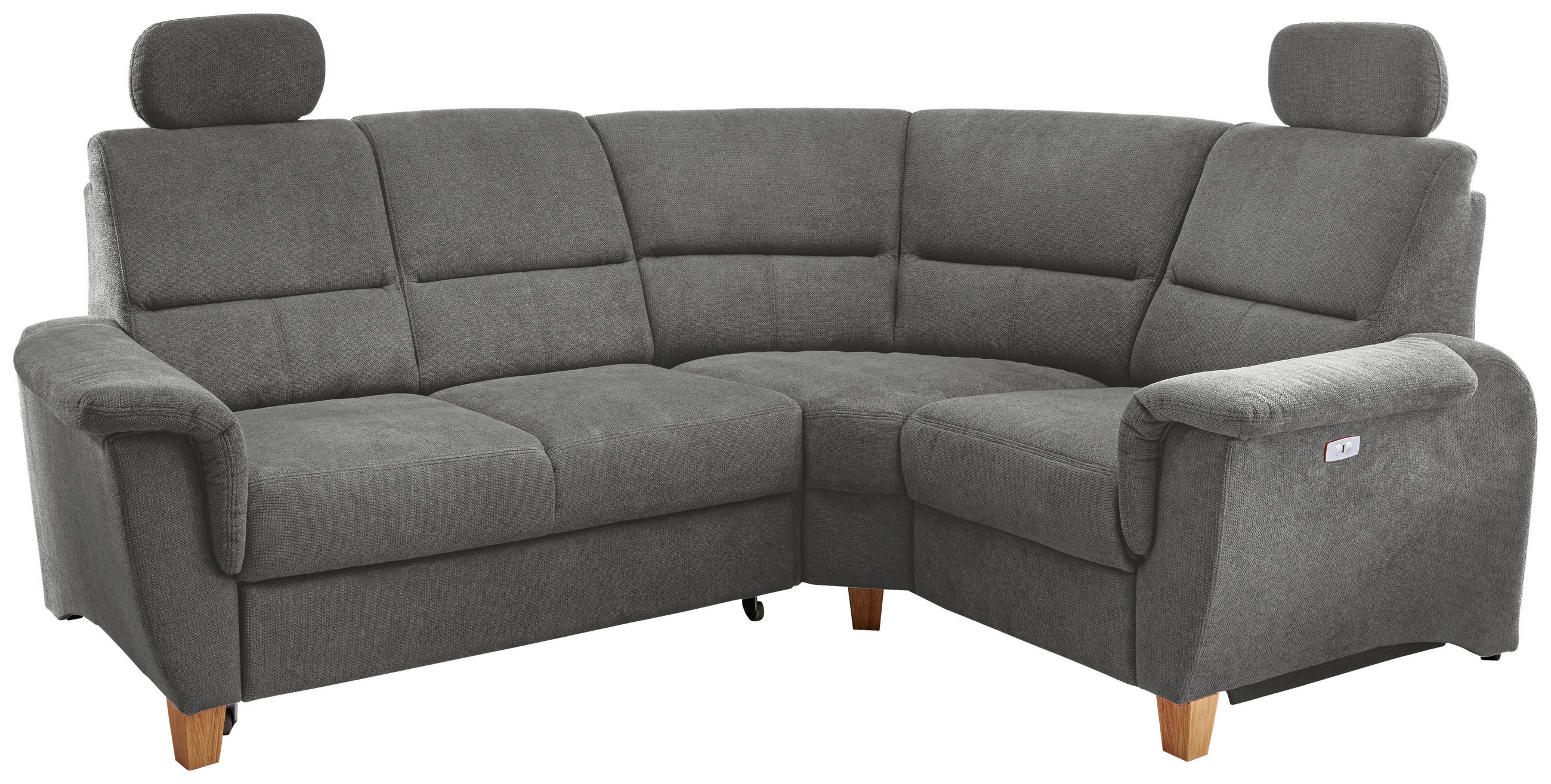 ECKSOFA Dunkelgrau Struktur  - Wildeiche/Dunkelgrau, KONVENTIONELL, Holz/Textil (237/186cm) - Livetastic