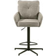 BARHOCKER Leinenoptik Schwarz, Taupe Eisen Stoffauswahl, Sitzfläche 360° drehbar  - Taupe/Schwarz, Design, Textil/Metall (58/103-123/61cm) - Novel