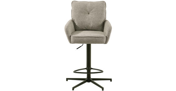 BARHOCKER Leinenoptik Schwarz, Taupe Eisen Stoffauswahl, Sitzfläche 360° drehbar - Taupe/Schwarz, Design, Textil/Metall (58/103-123/61cm) - Novel