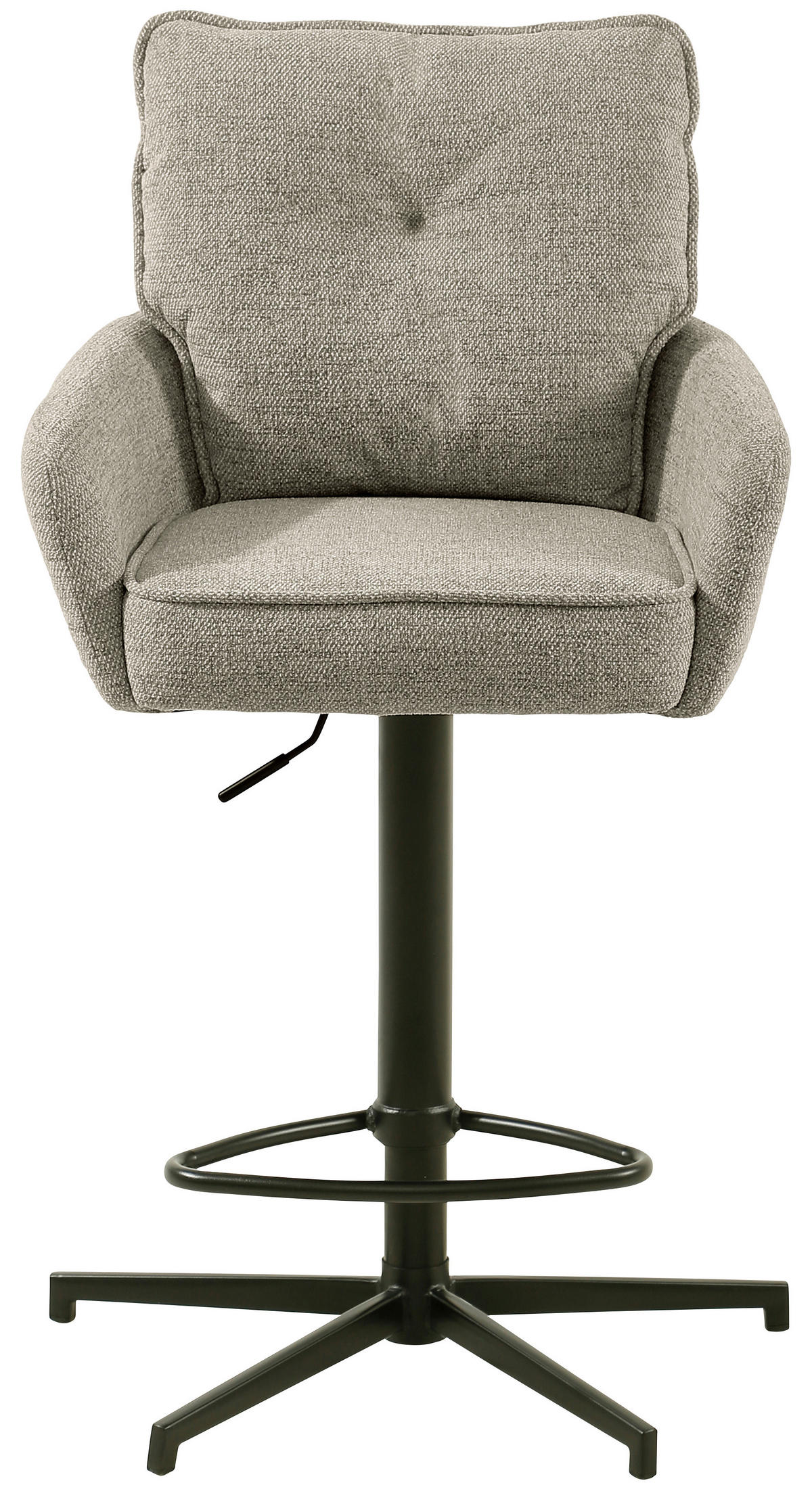 BARHOCKER Leinenoptik Schwarz, Taupe Eisen Stoffauswahl, Sitzfläche 360° drehbar  - Taupe/Schwarz, Design, Textil/Metall (58/103-123/61cm) - Novel