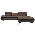 ECKSOFA in Mikrofaser Hellbraun  - Hellbraun/Schwarz, Design, Textil/Metall (341/204cm) - Xora