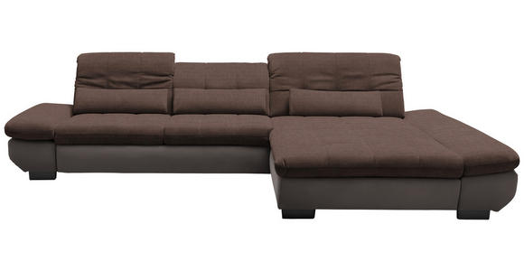 ECKSOFA in Mikrofaser Hellbraun  - Hellbraun/Schwarz, Design, Textil/Metall (341/204cm) - Xora