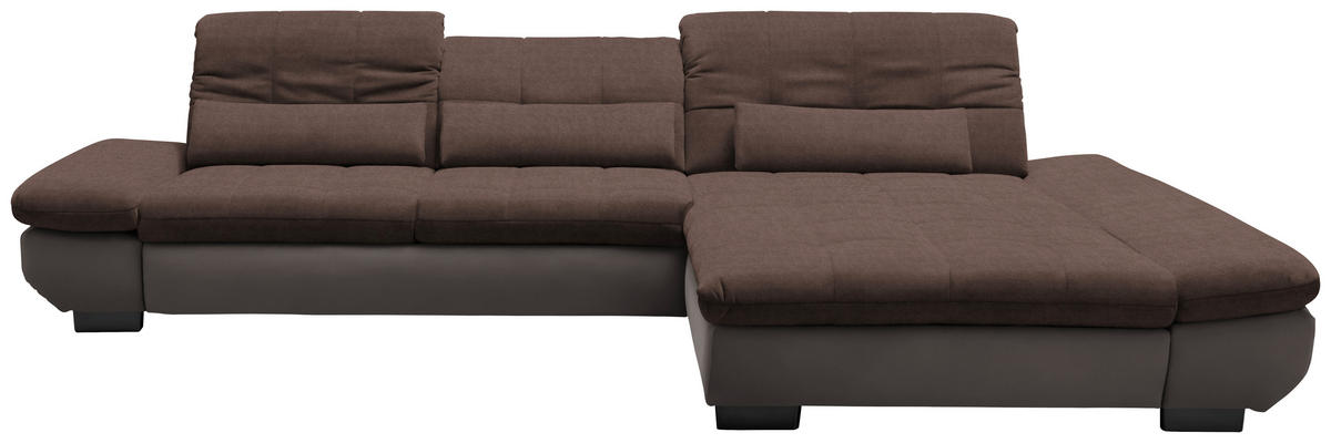 ECKSOFA in Mikrofaser Hellbraun  - Hellbraun/Schwarz, Design, Textil/Metall (341/204cm) - Xora