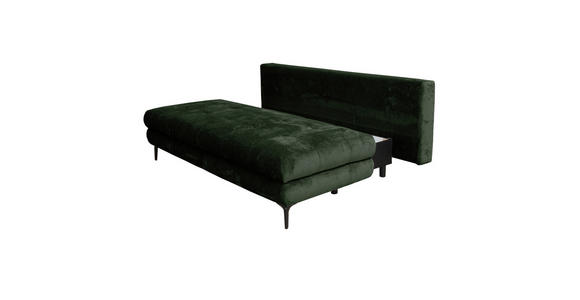 SCHLAFSOFA  mit Liegefunktion, Schlafen auf Sitzhöhe, Rücken echt Chenille Dunkelgrün  - Dunkelgrün/Schwarz, KONVENTIONELL, Textil/Metall (203/94/96cm) - Carryhome