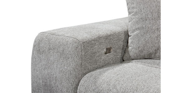 ECKSOFA Hellgrau Chenille  inkl. Zierkissen, Bettkasten, Rücken echt, Kopfteilverstellung, Sitztiefenverstellung  - Hellgrau/Schwarz, KONVENTIONELL, Kunststoff/Textil (268/172cm) - Carryhome