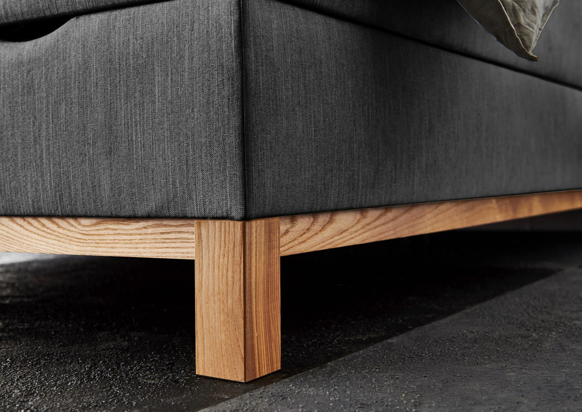 BOXBETT 120/200 cm,  in Anthrazit, Topper, H3 = fest  - Eichefarben/Anthrazit, MODERN, Holz/Textil (120/200cm) - Livetastic