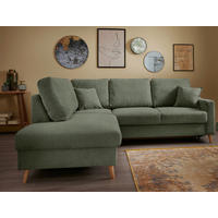 ECKSOFA in Chenille Dunkelgrün  - Dunkelgrün/Naturfarben, Konventionell, Holz/Textil (200/230cm) - Livetastic