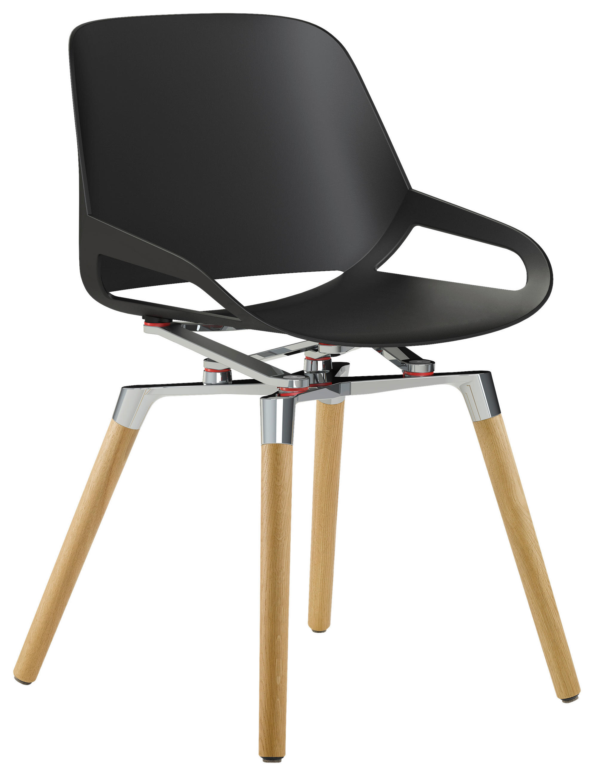 BESUCHERSTUHL Schwarz, Eichefarben, Chromfarben  - Chromfarben/Eichefarben, Basics, Holz/Kunststoff (50/72/52cm) - Aeris