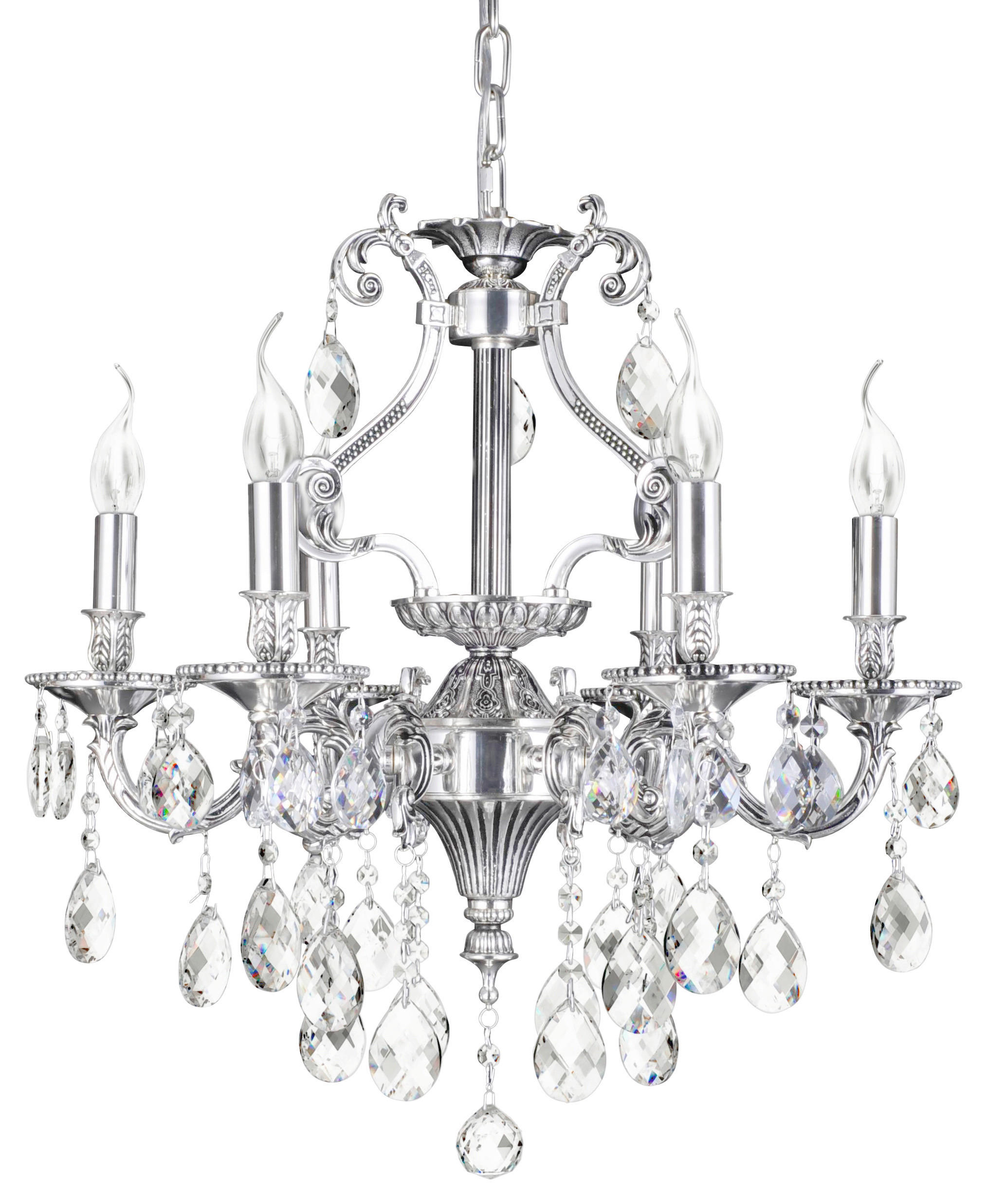 KRISTALL-HÄNGELEUCHTE 58/372 cm   - Chromfarben, KONVENTIONELL, Glas/Metall (58/372cm) - Glandor