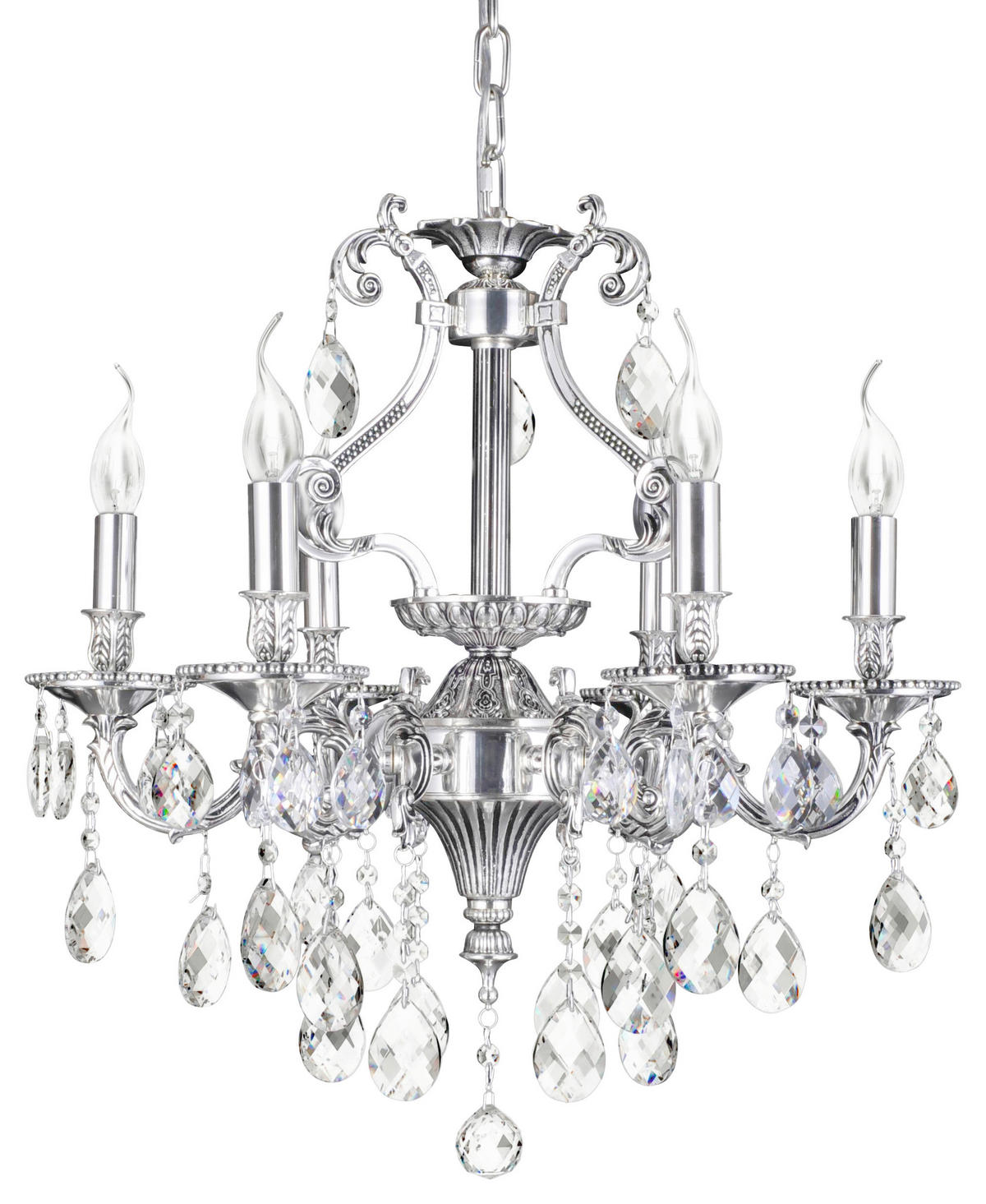 KRISTALL-HÄNGELEUCHTE 58/372 cm   - Chromfarben, KONVENTIONELL, Glas/Metall (58/372cm) - Glandor