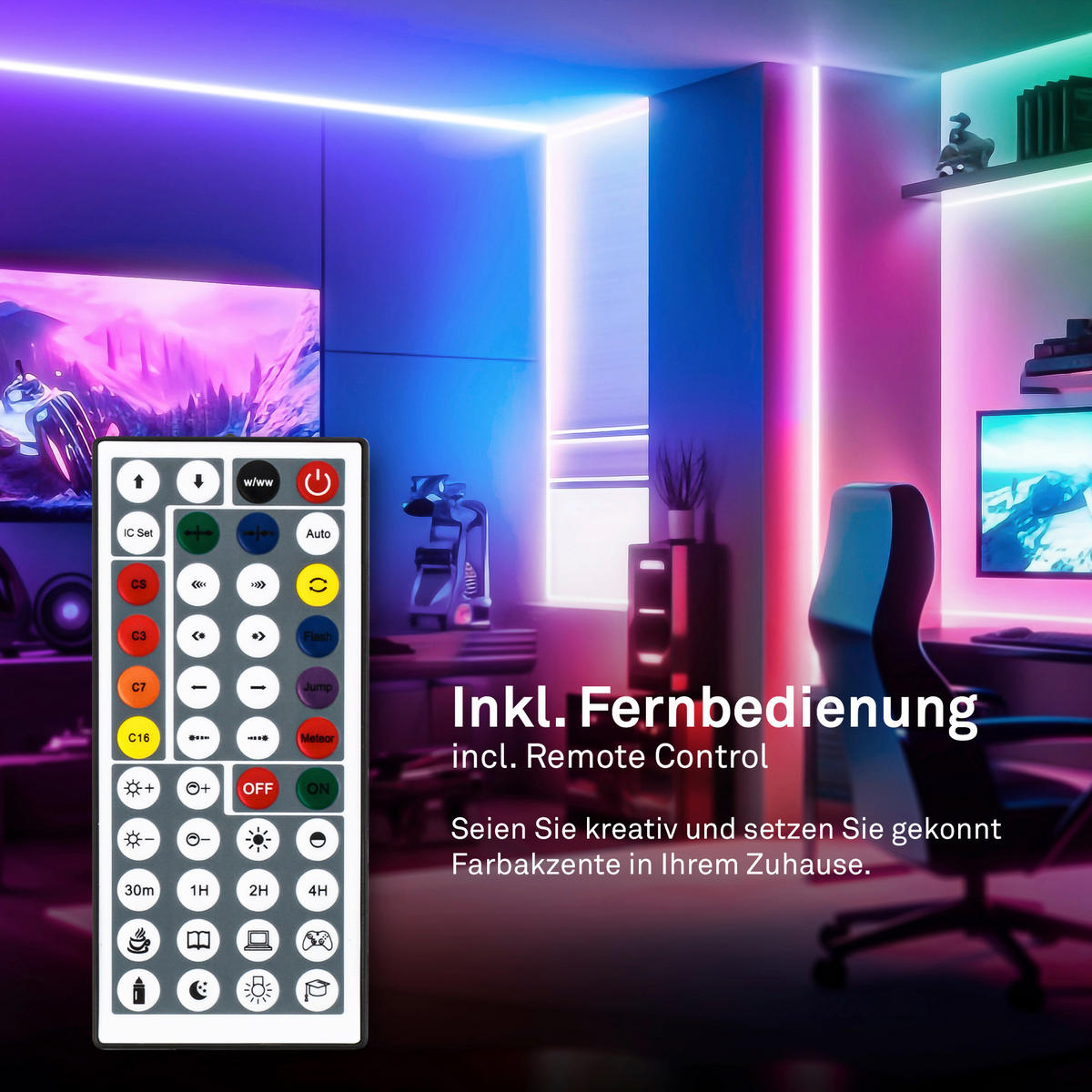 LED SZALAG 500 cm  - fehér, Basics, műanyag (500cm)