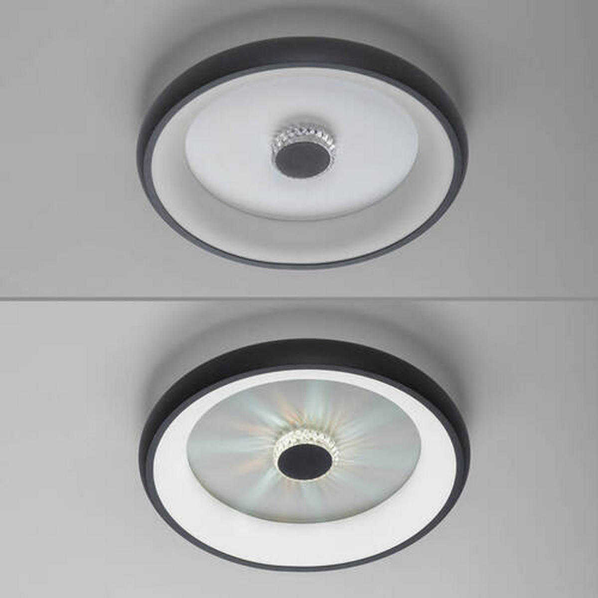 STROPNÉ LED SVIETIDLO, 46,5/9,5 cm  - čierna, Design, kov/plast (46,5/9,5cm)