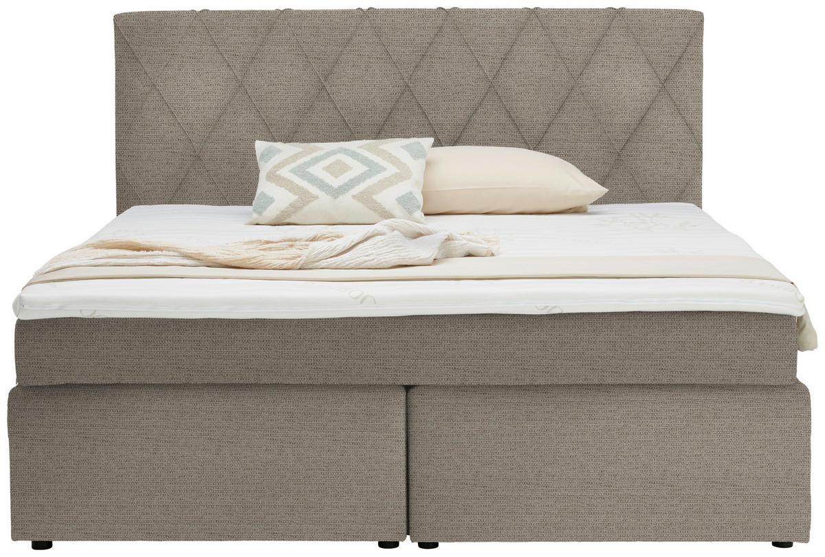 BOXSPRINGBETT 180/200 cm  in Beige  - Beige/Schwarz, Design, Kunststoff/Textil (180/200cm) - Xora