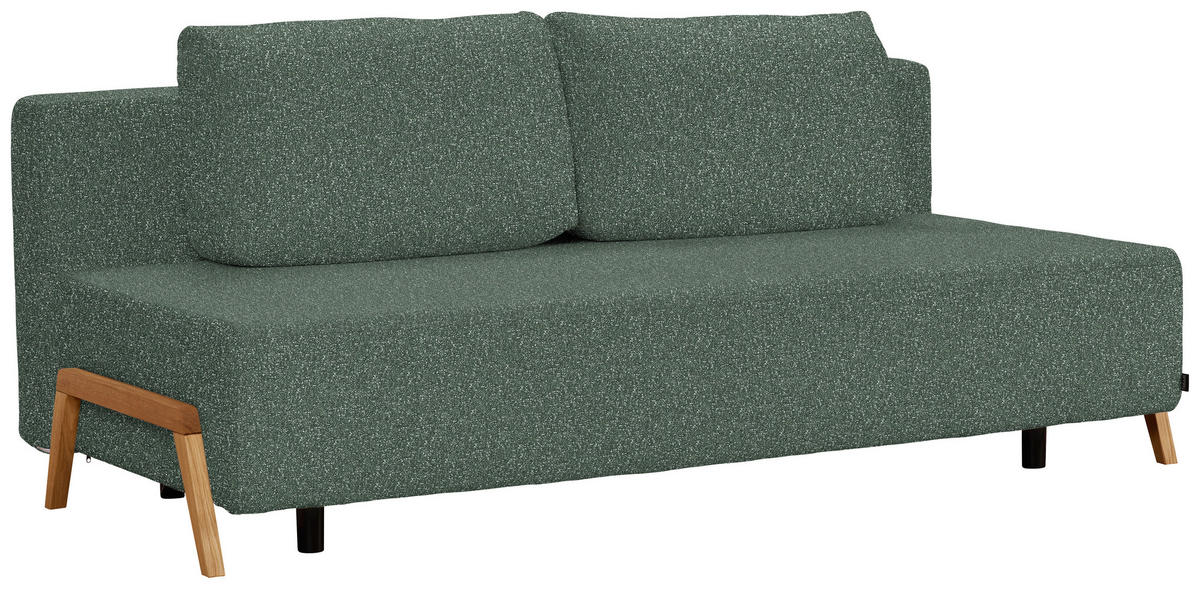 SCHLAFSOFA  mit Stoffauswahl, Liegefunktion, Schlafen auf Sitzhöhe Bouclé Grün  - Naturfarben/Grün, Design, Holz/Textil (211/88/102cm) - Niels Andersson