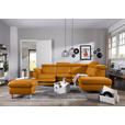 ECKSOFA in Flachgewebe, Mikrofaser Orange  - Beige/Alufarben, Design, Textil/Metall (271/242cm) - Cantus