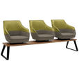 SITZBANK 210/87/67 cm  in Grün, Beige, Limette  - Beige/Limette, Design, Leder/Holz (210/87/67cm) - Ambiente