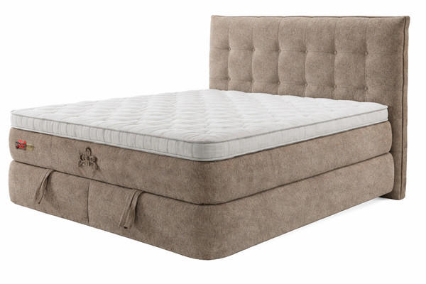 Pat Boxspring, 180/200 cm, bej - bej/negru, Basics, metal/textil (180/200cm) - Voleo