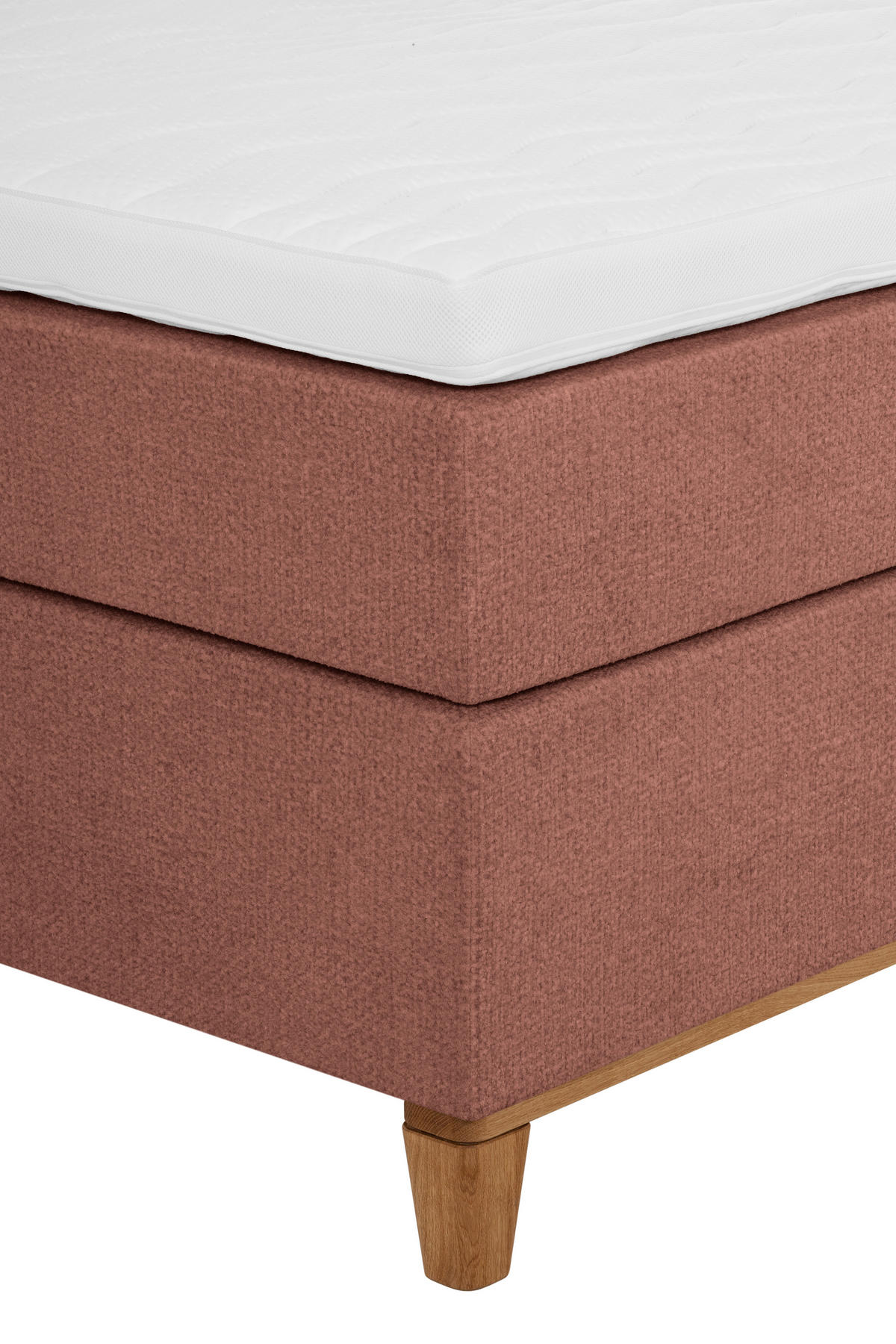 BOXSPRINGBETT 160/200 cm,  in Rot, Matratze, Topper, H5 + H5 = hart  - Eichefarben/Rot, KONVENTIONELL, Holz/Textil (160/200cm) - Welnova