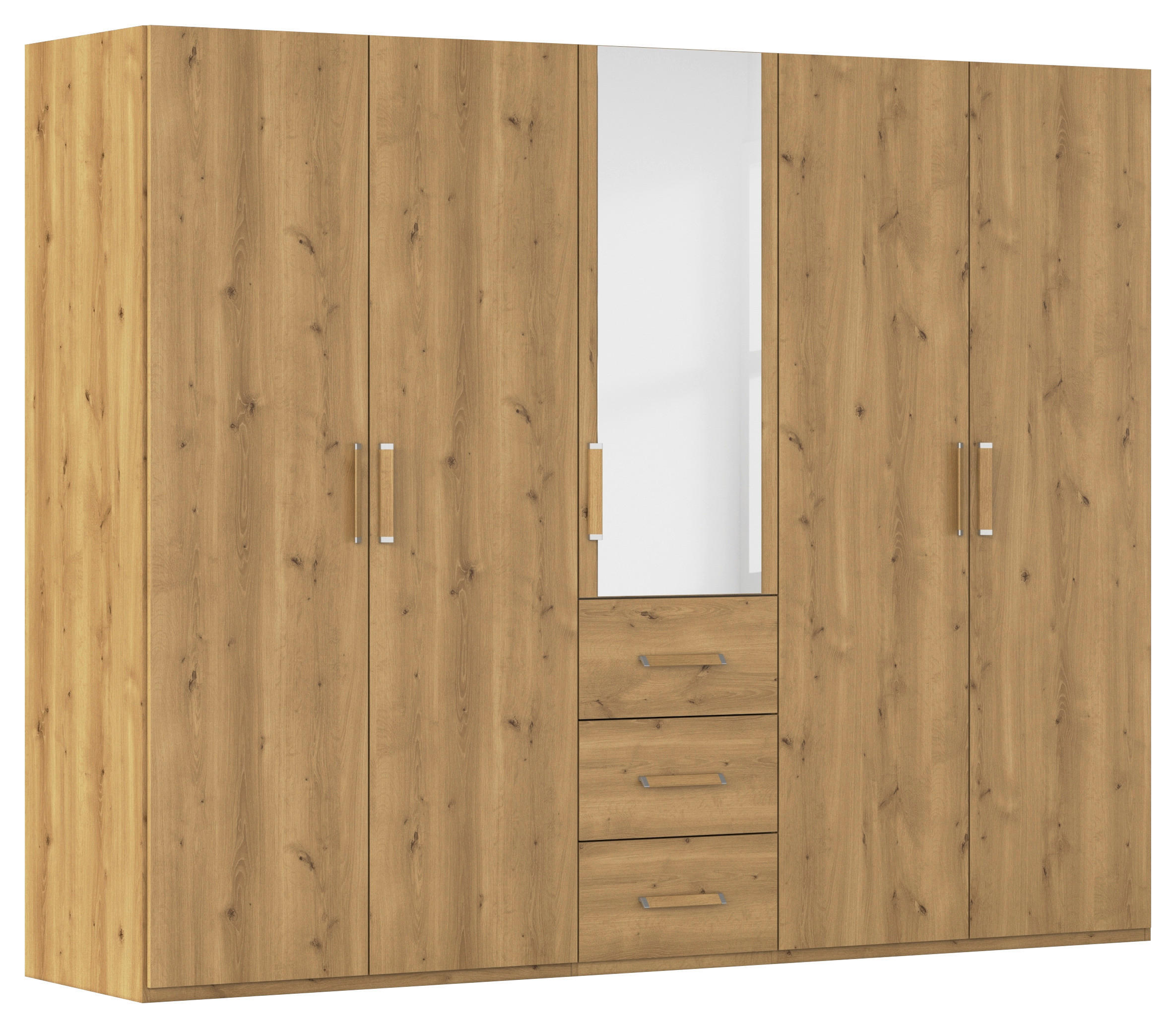 DREHTÜRENSCHRANK 251/197/60 cm 5-türig Eichefarben  - Eichefarben, Design, Glas/Holzwerkstoff (251/197/60cm) - Novel
