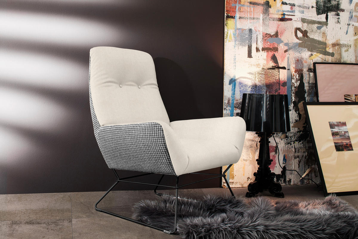 SESSEL in Flachgewebe Beige  - Beige/Schwarz, Design, Textil/Metall (82/102/81cm) - Pure Home Lifestyle