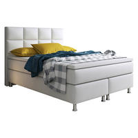BOXSPRINGBETT  in Weiß, Matratze, gepolstertes Kopfteil, Topper, Matratzen, H3 + H3 = fest  - Silberfarben/Weiß, KONVENTIONELL, Leder/Textil (140/115/210cm) - MID.YOU