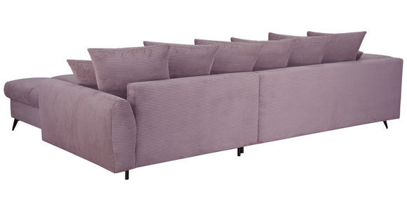 ECKSOFA Lila Cord Rückenkissen, Armlehnenkissen, Rücken echt  - Lila/Schwarz, KONVENTIONELL, Textil/Metall (332/231cm) - Carryhome