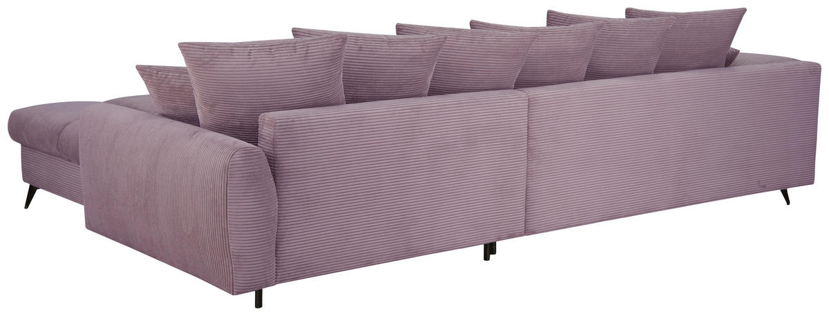 ECKSOFA Lila Cord Rückenkissen, Armlehnenkissen, Rücken echt  - Lila/Schwarz, KONVENTIONELL, Textil/Metall (332/231cm) - Carryhome