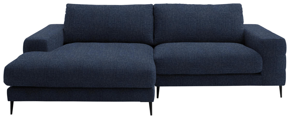 ECKSOFA  in Flachgewebe Dunkelblau  177/253 cm  - Schwarz/Dunkelblau, Design, Textil/Metall (177/253cm) - Dieter Knoll