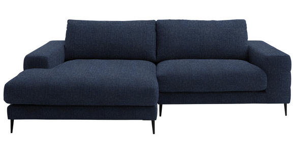 ECKSOFA  in Flachgewebe Dunkelblau  177/253 cm  - Schwarz/Dunkelblau, Design, Textil/Metall (177/253cm) - Dieter Knoll